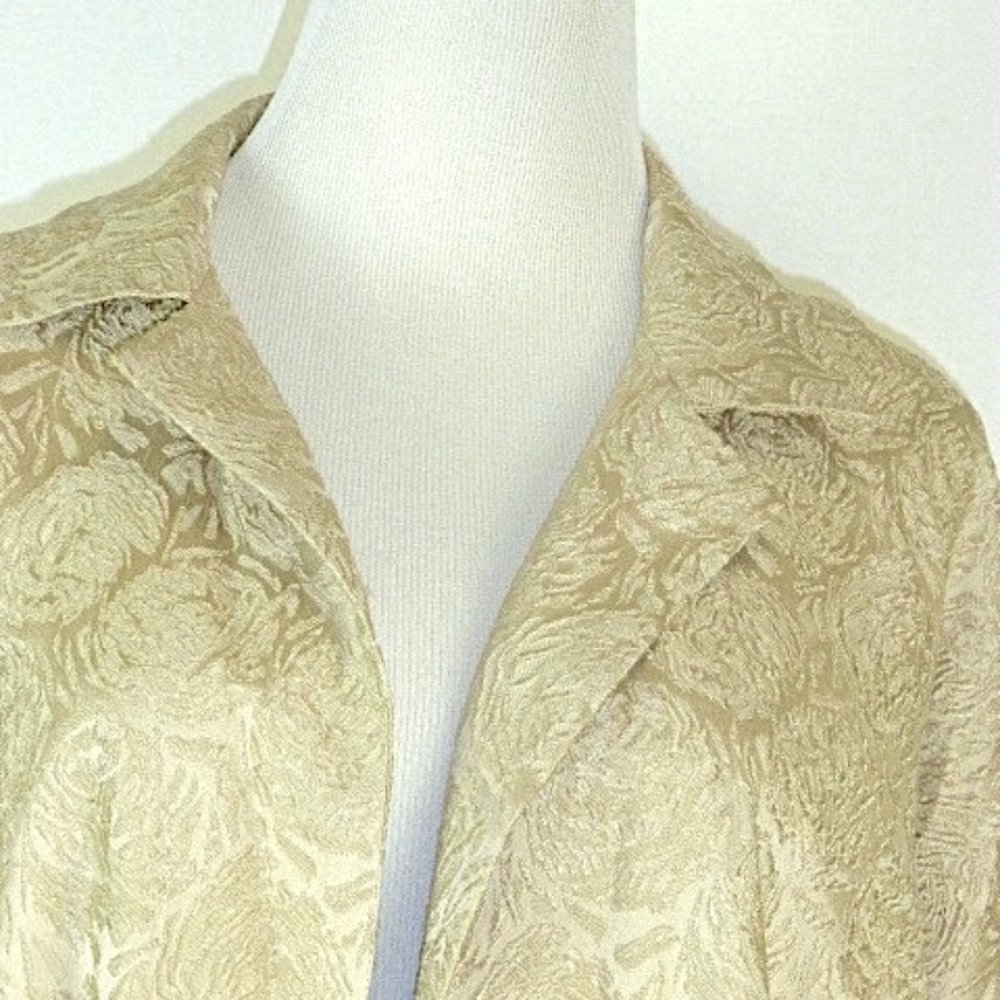ESKANDAR Neiman Marcus ENGLAND gold BROCADE SILK OPEN long duster top JACKET 1